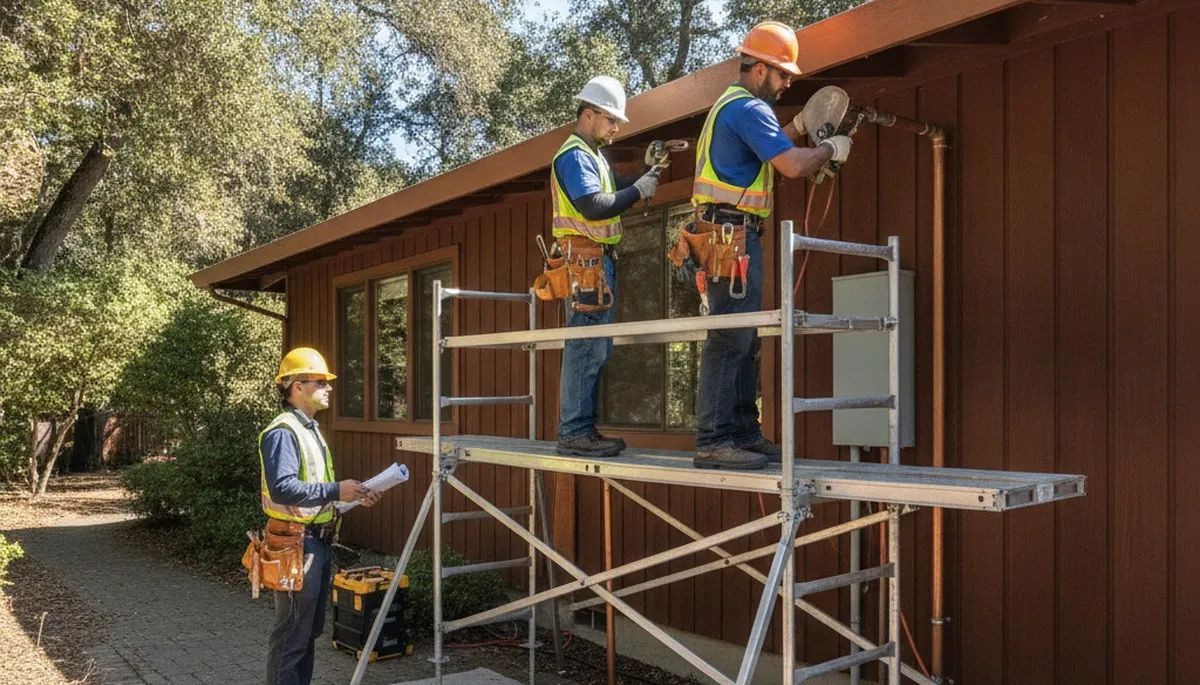 Plumber repairing pipe leak in Santa Rosa, CA for residential plumbing service