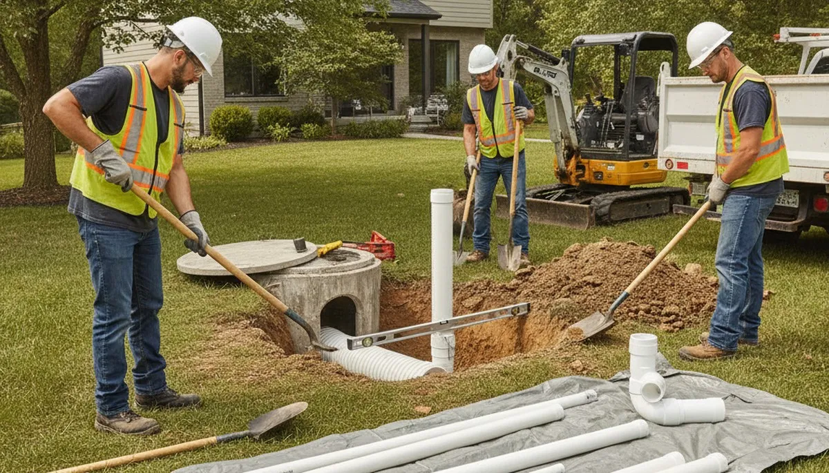 Santa Rosa, CA plumber repairing septic system for a local home service call