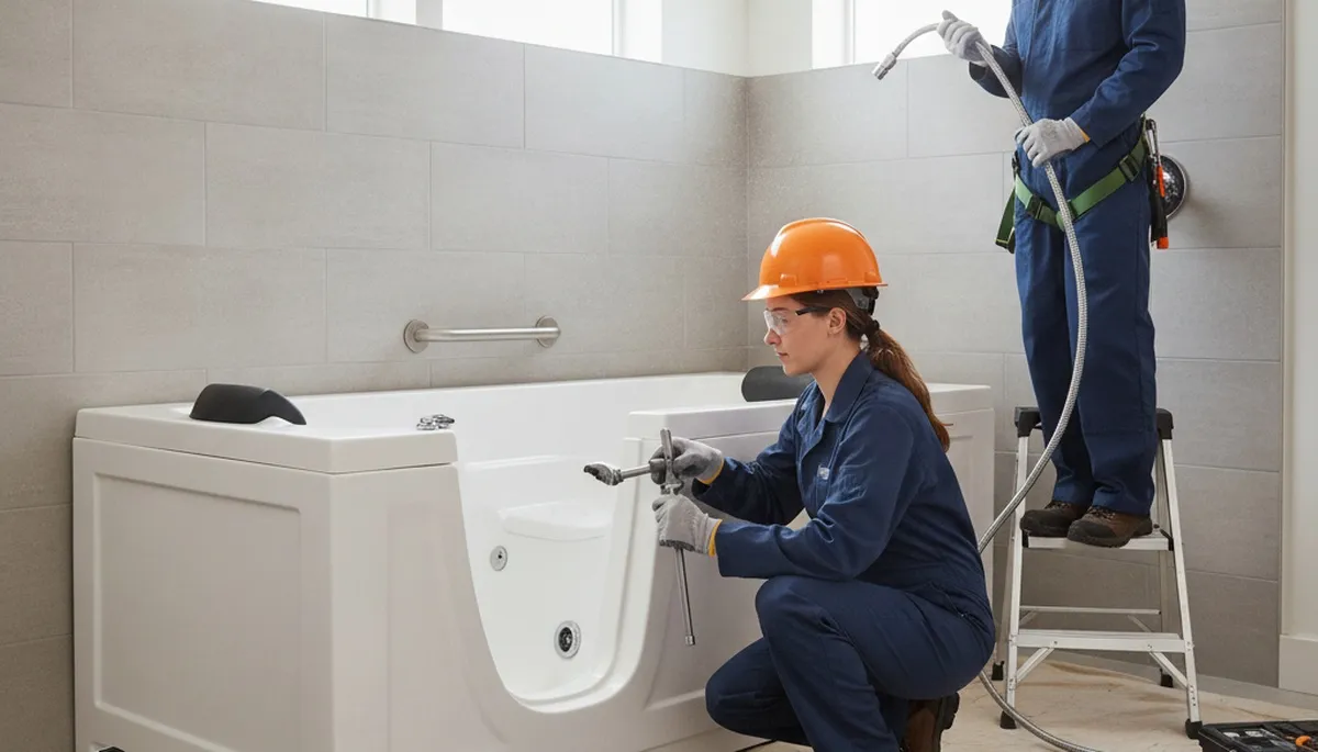 Walk-in tub installation by Santa Rosa, CA plumbers for safer home bathing